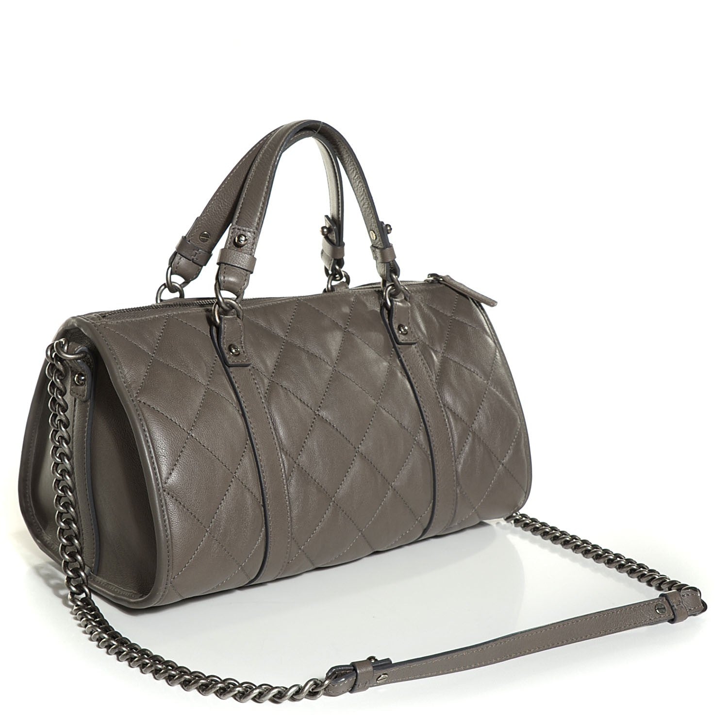 Chanel Calfskin Quilted Small Casual Riviera Bowling Bag Grey 3 of 8