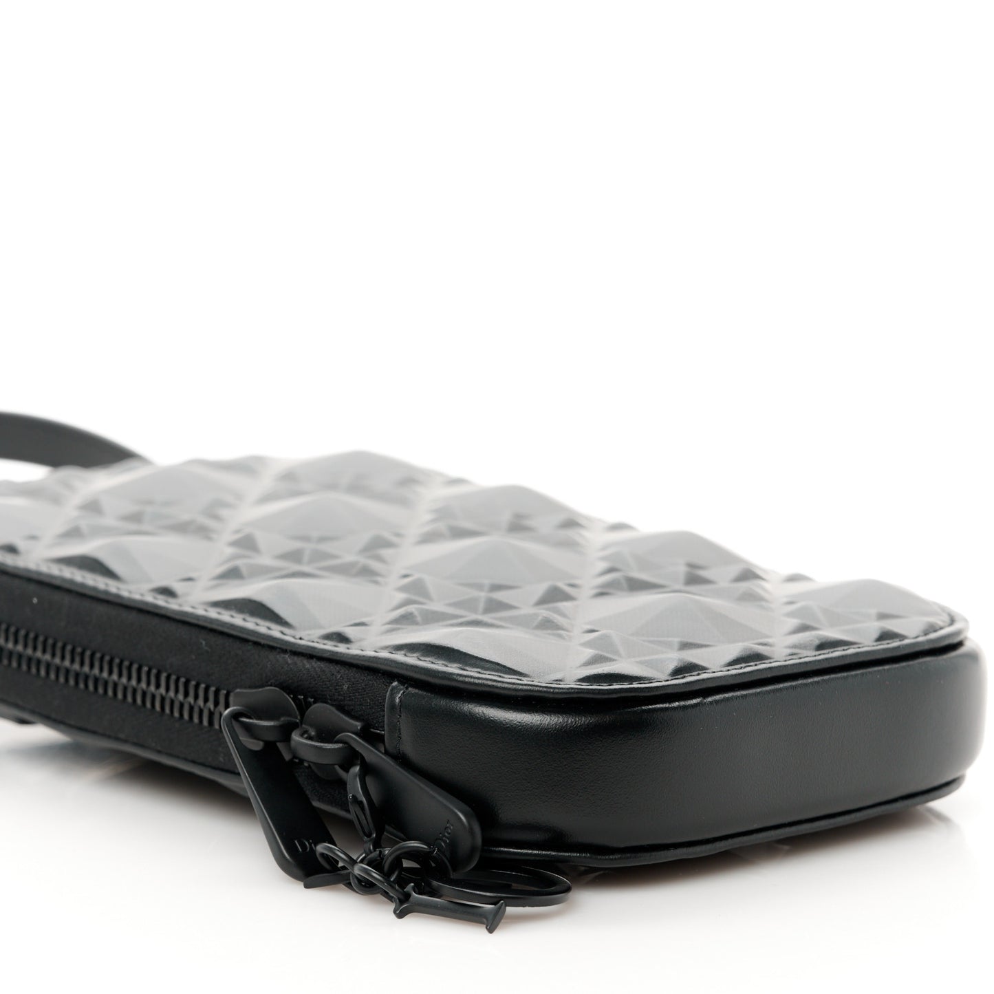 Calfskin Cannage Diamond Cannage Phone Holder Black