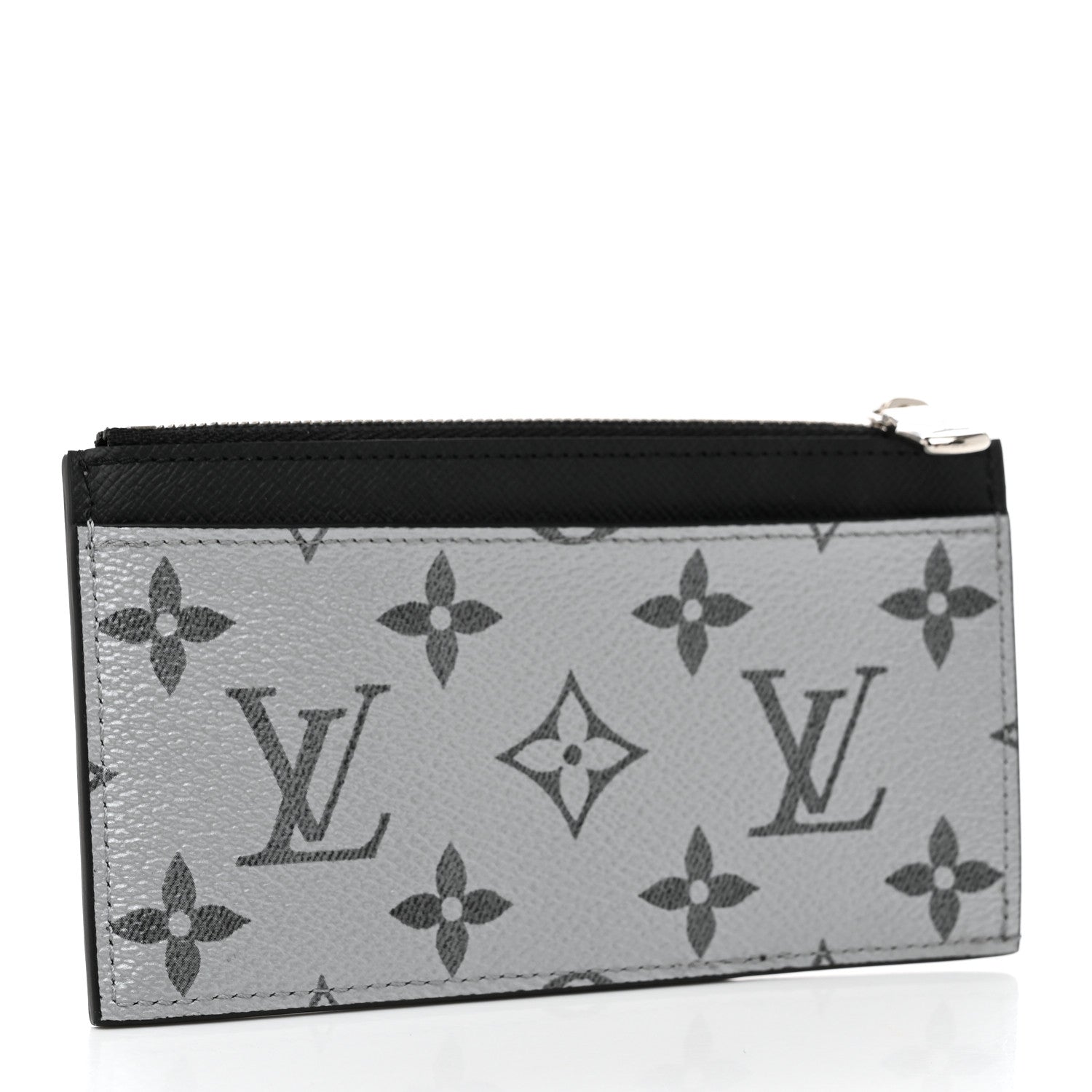 Louis Vuitton Metallic Taigarama Coin Card Holder Gunmetal Grey Black 3 of 7