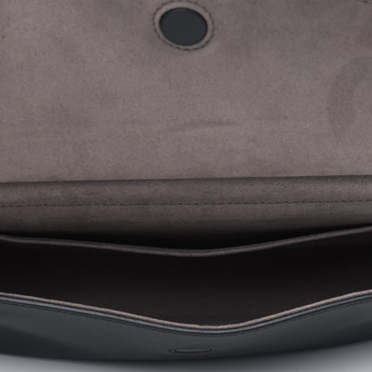 Fendi Vitello Grace Glazed Fabric FF 1974 Double F Shoulder Bag Black Mogano Panna 3 of 5
