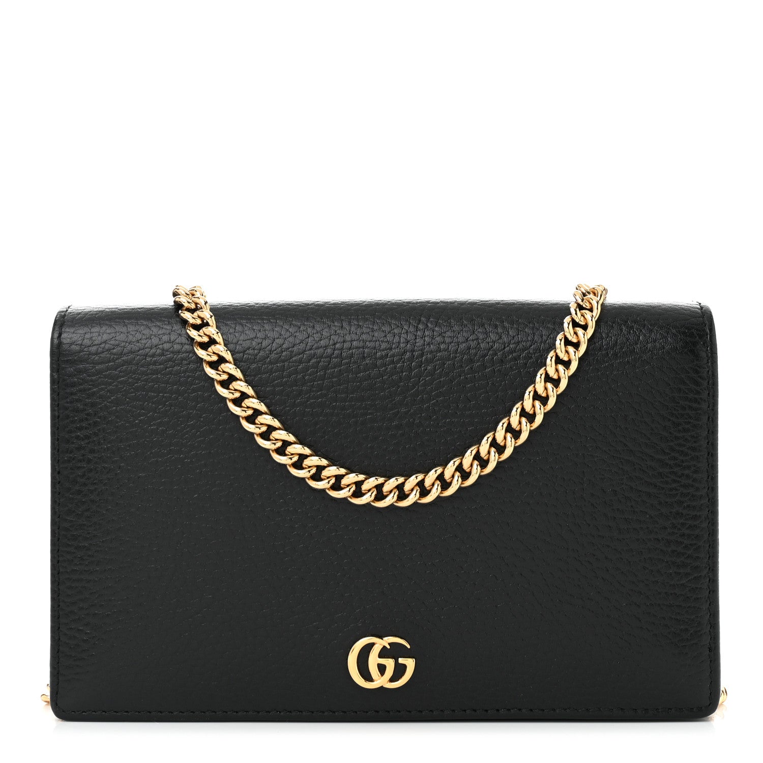 Gucci Calfskin Mini GG Marmont Chain Wallet Black 1 of 10