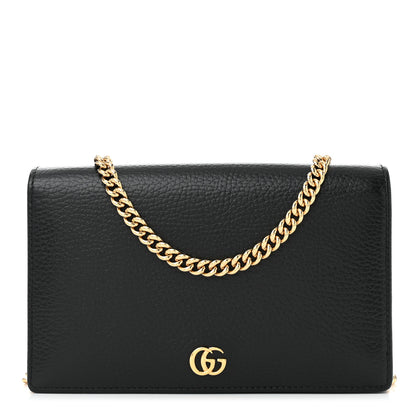 Gucci Calfskin Mini GG Marmont Chain Wallet Black 1 of 10