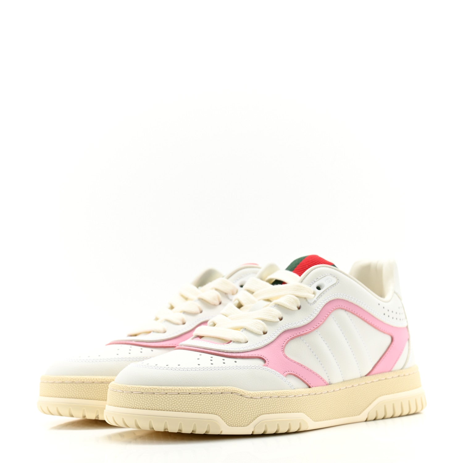 Gucci Calfskin Womens Re-Web Sneakers 36 White Pink 3 of 9