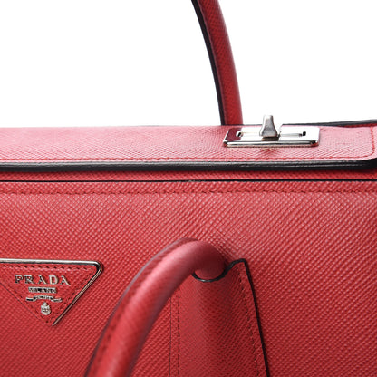 Prada Saffiano Cuir Twin Tote Fuoco 12 of 14
