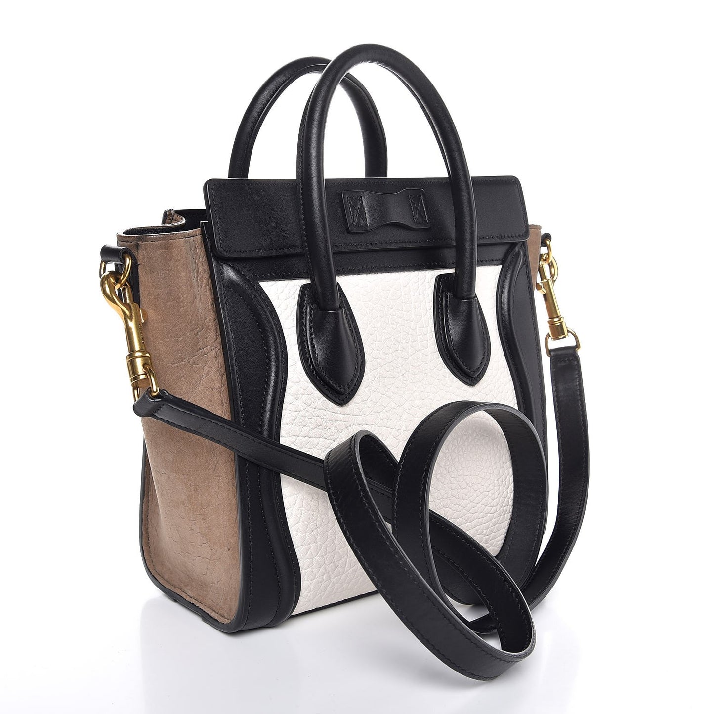 Bullhide Calfskin Suede Nano Tri-Color Luggage White
