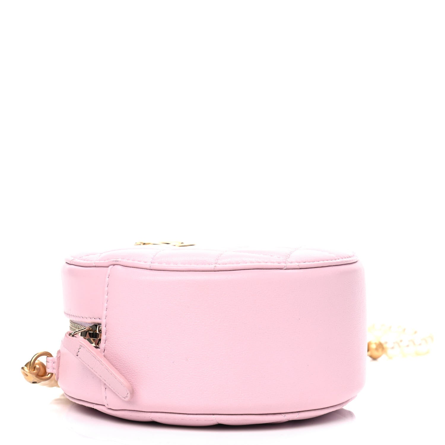 Chanel Calfskin Quilted Pearl Round Clutch With Chain Light Pink 3 of 4