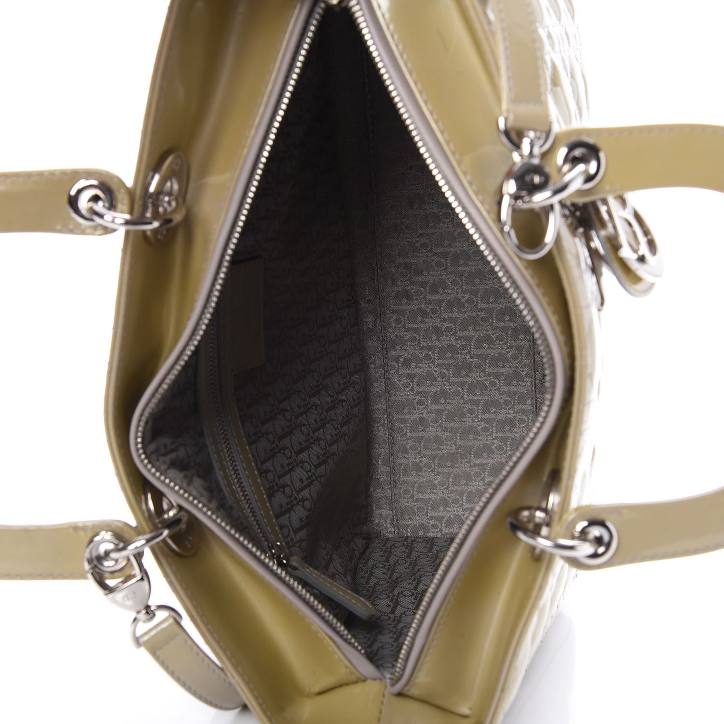 Patent Cannage Large Lady Dior Grey