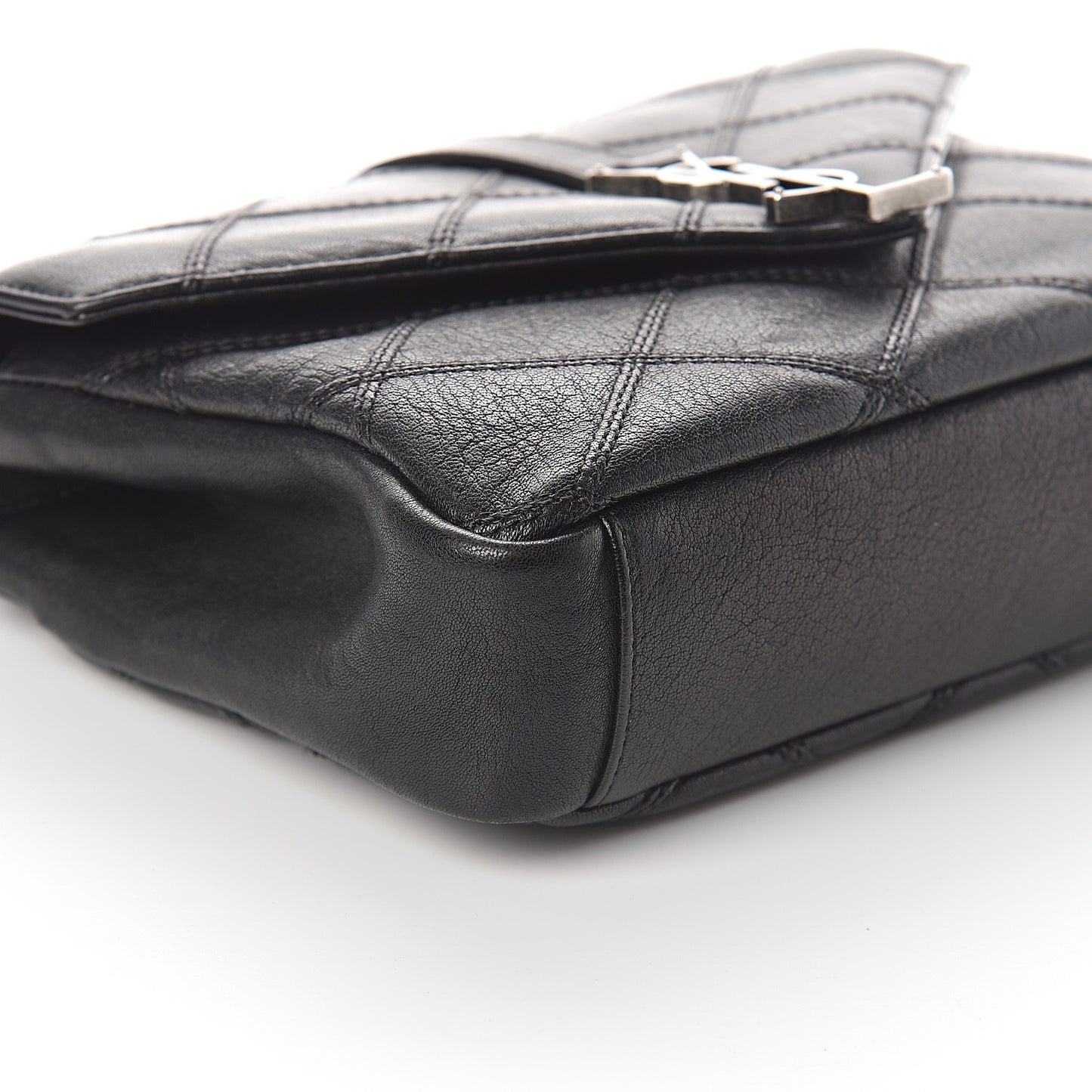 Calfskin Matelasse Diamond Quilted Monogram Medium College Bag Black