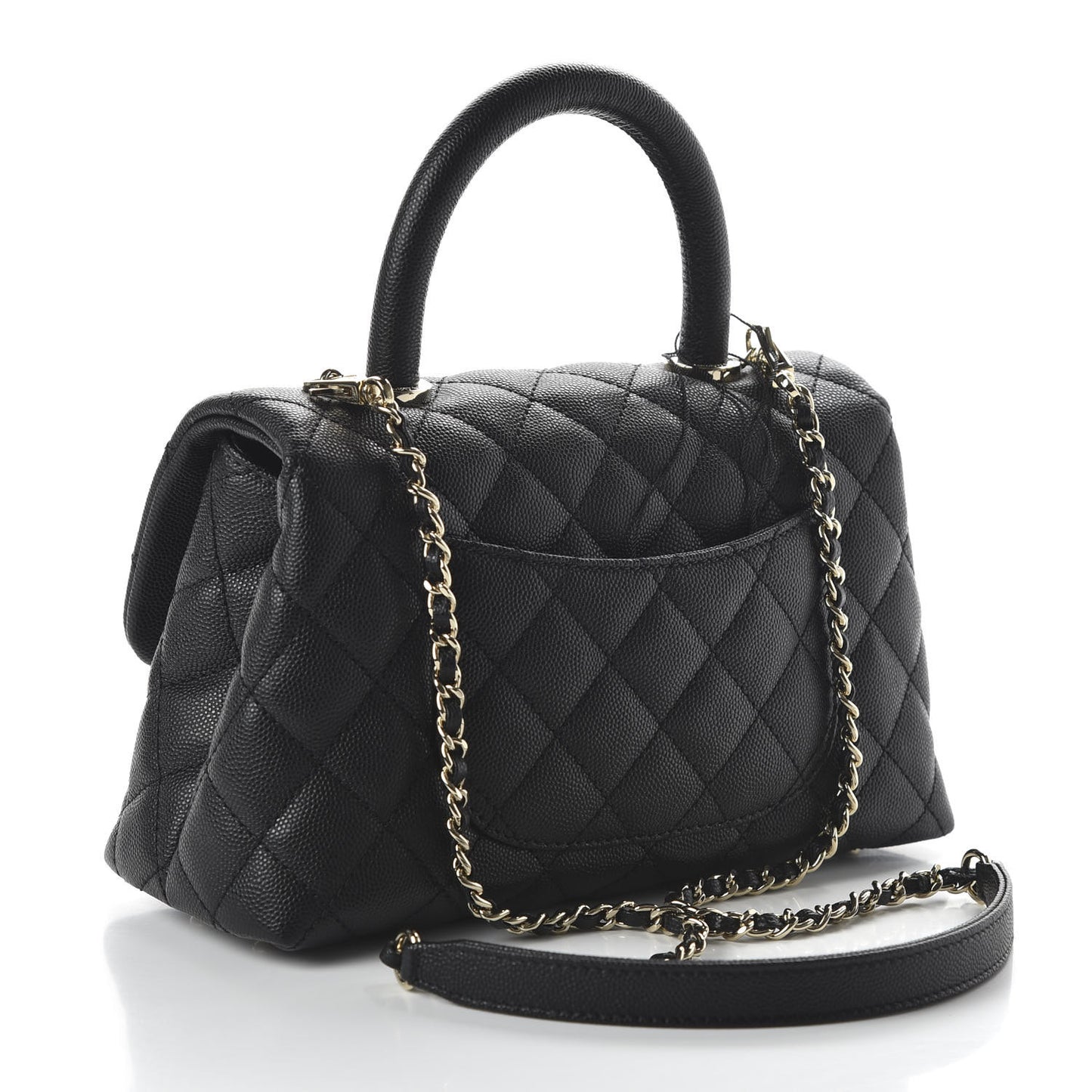 Caviar Quilted Mini Coco Handle Flap Black