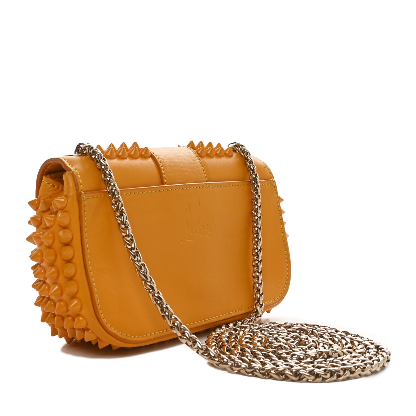 Calfskin Spiked Sweety Charity Crossbody Bag Yellow