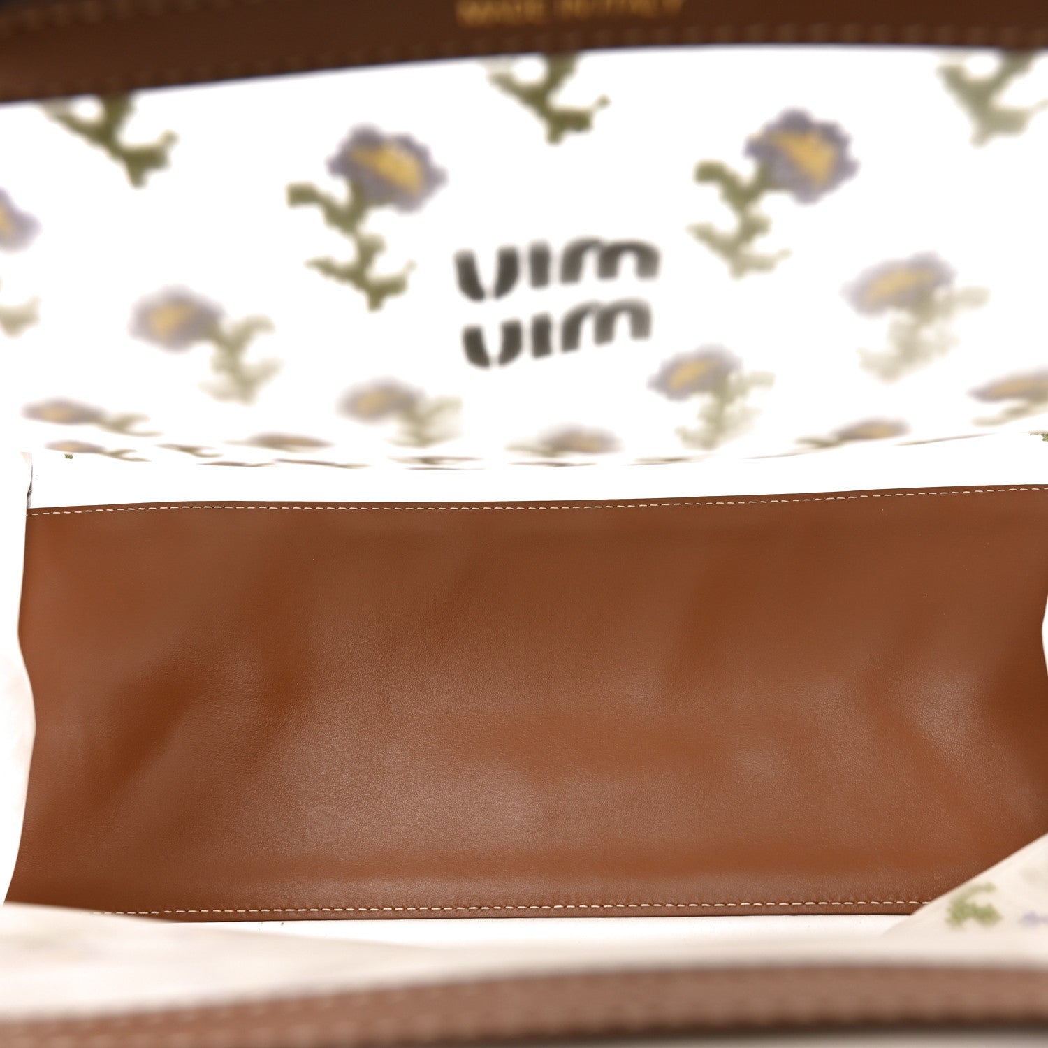 Miu Miu Nappa Embroidered Floral Shopping Bag Cognac 6 of 11