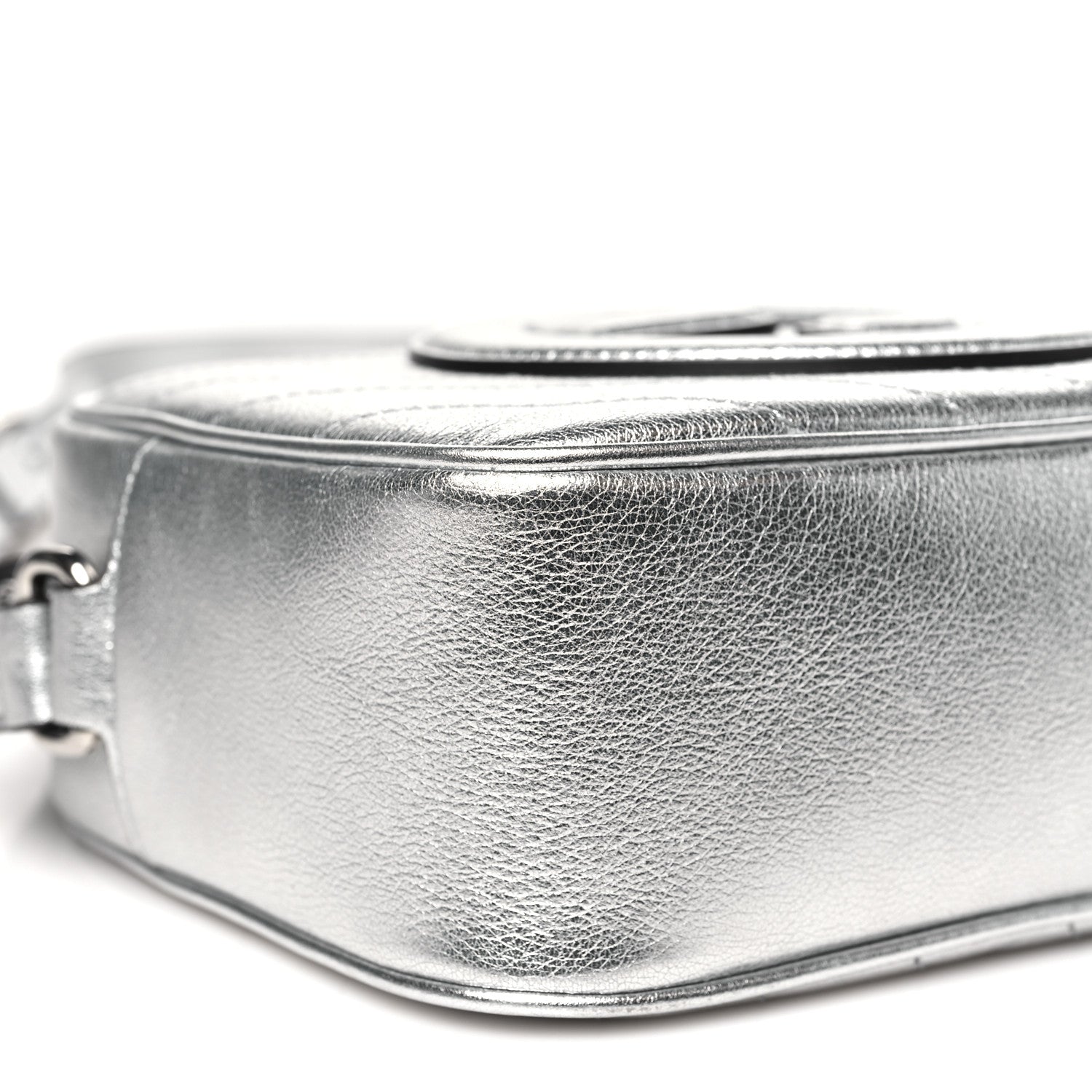 Gucci Metallic Sakai Be Green Calfskin Diagonal Stitched Small Blondie Shoulder Bag Silver 9 of 11