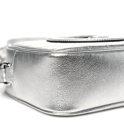 Gucci Metallic Sakai Be Green Calfskin Diagonal Stitched Small Blondie Shoulder Bag Silver 9 of 11