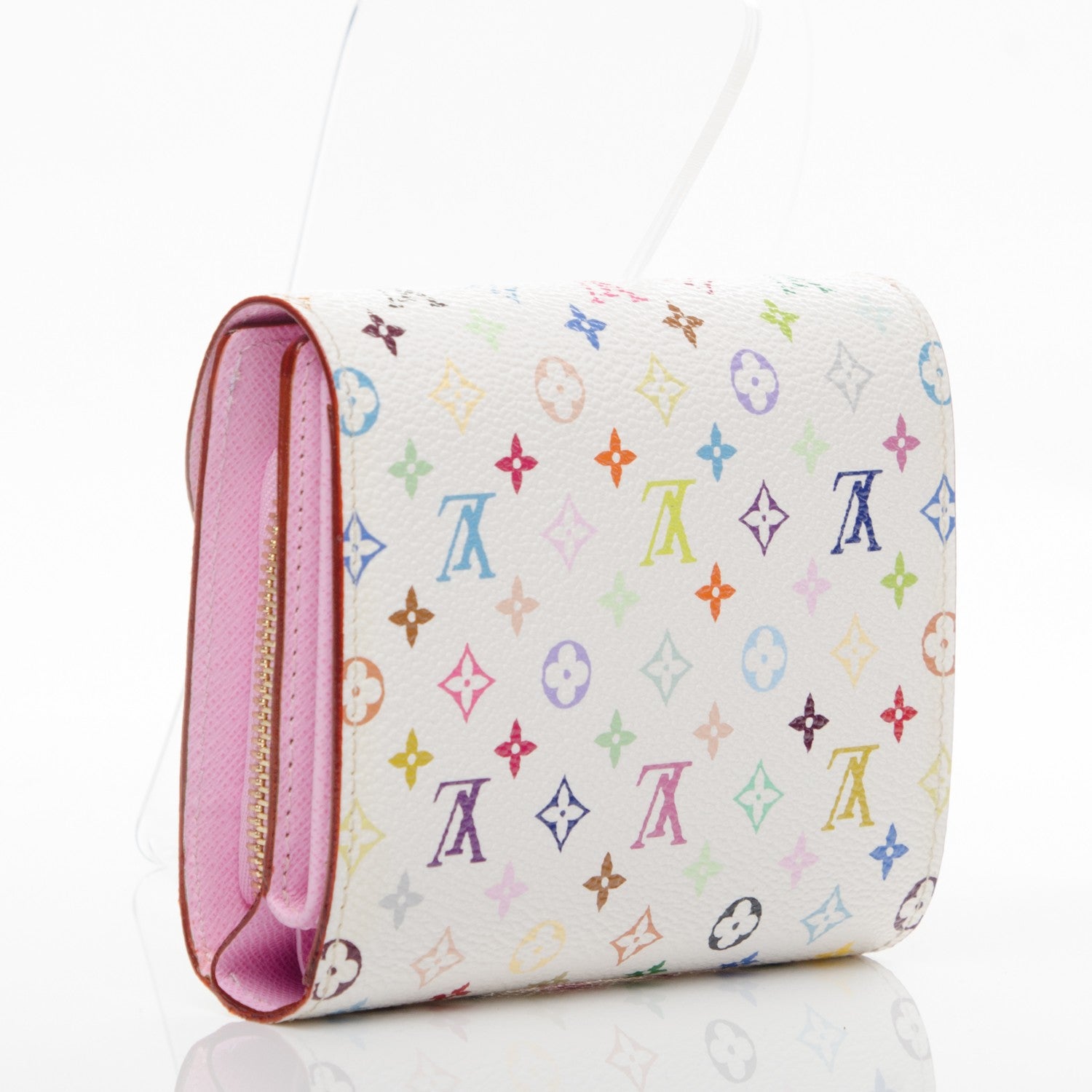 Louis Vuitton Monogram Multicolor Joey Wallet White Litchi 3 of 7