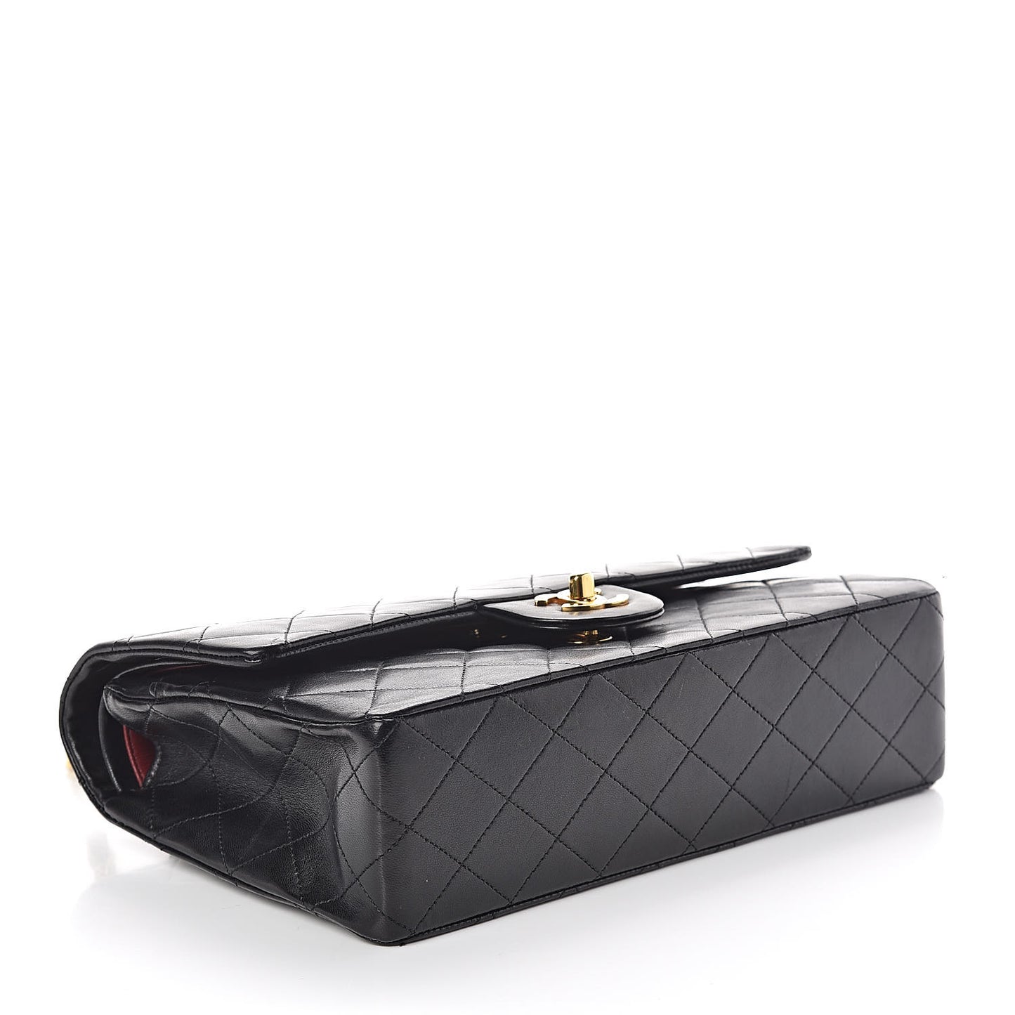 Lambskin Quilted Medium Double Flap Black