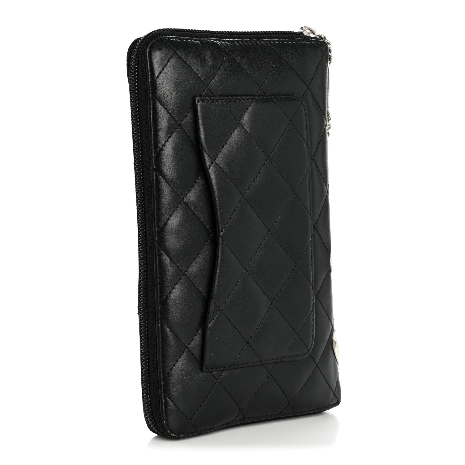 Chanel Calfskin Cambon Zip Around Organizer Wallet Black White 3 of 13
