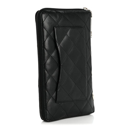 Chanel Calfskin Cambon Zip Around Organizer Wallet Black White 3 of 13