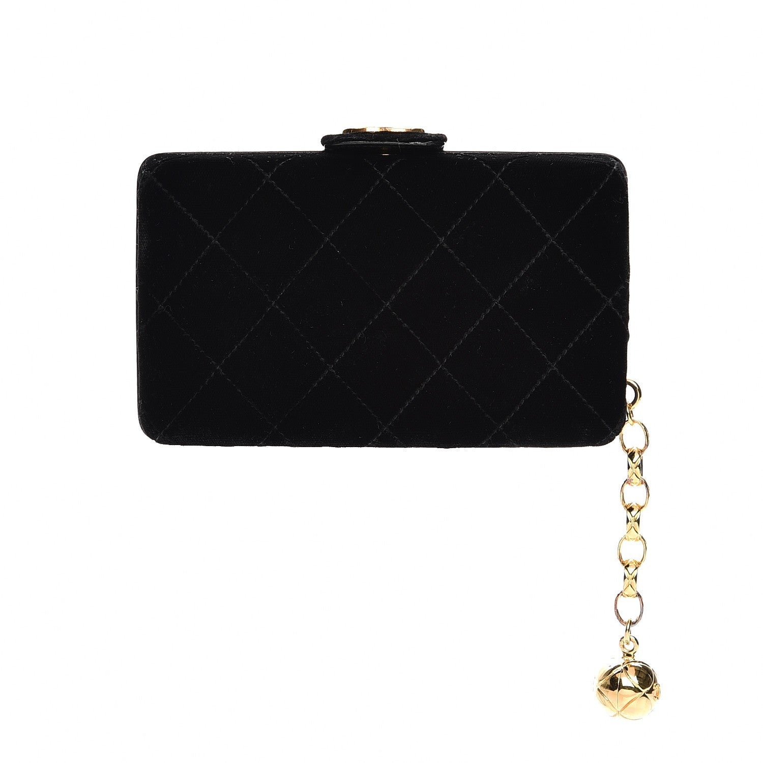 Chanel Quilted Velvet Clutch Black 1 of 9