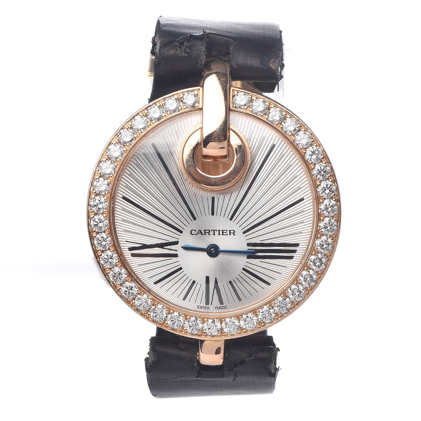 18K Pink Gold Satin Diamond Bezel 35mm Captive De Cartier Quartz Watch