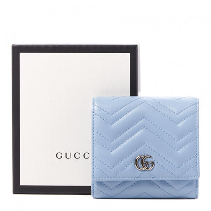 Gucci Calfskin Matelasse GG Marmont Medium Wallet Porcelain Light Blue 9 of 9