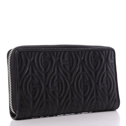 Gucci Calfskin G Rhombus Quilted Zip Around Wallet Black 3 of 9