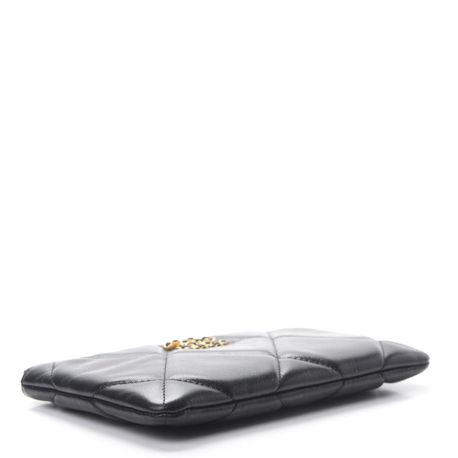 Chanel Shiny Goatskin Quilted Small 19 Pouch Black 4 of 8