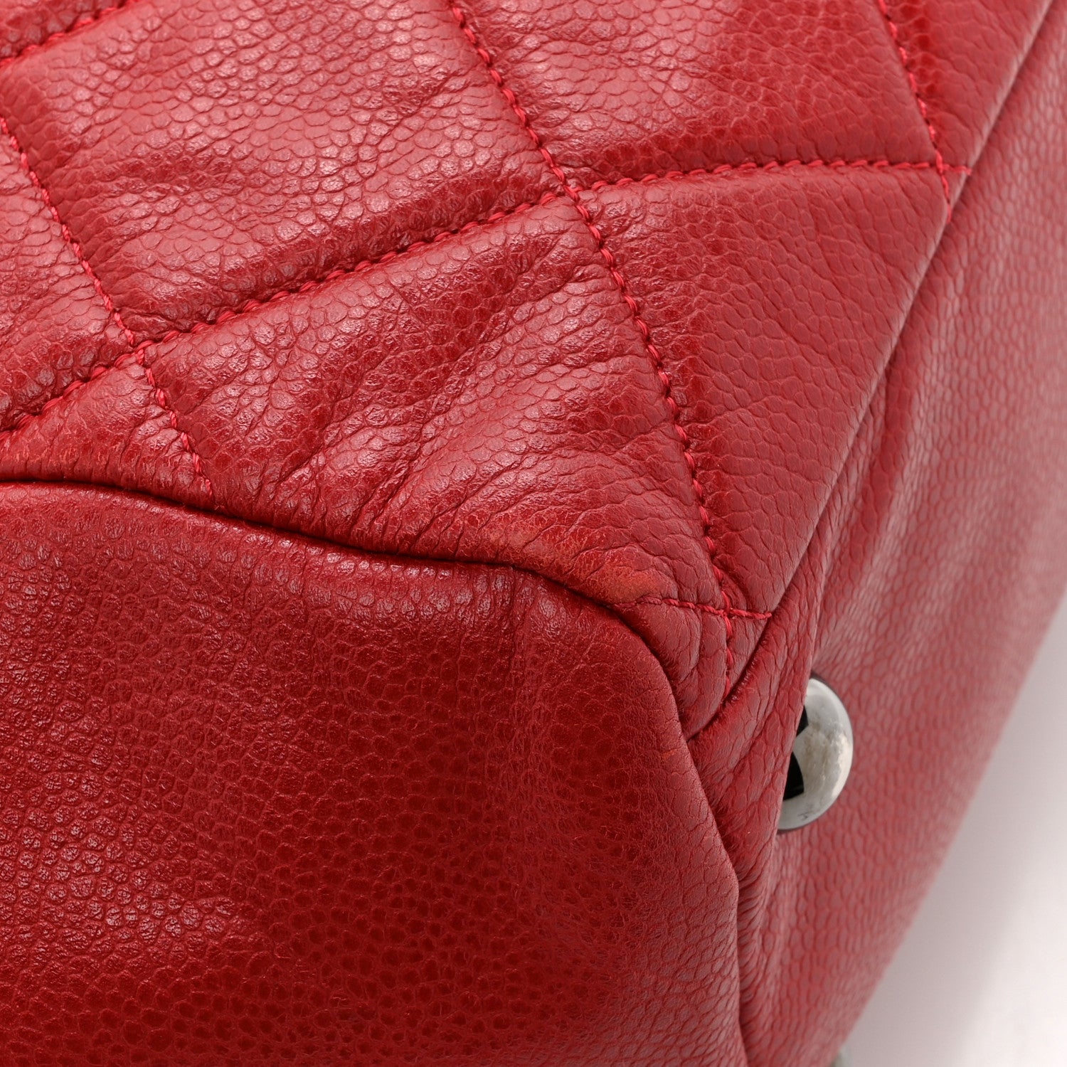 Chanel Caviar Quilted Large Cells Shopping Tote Red 13 of 17