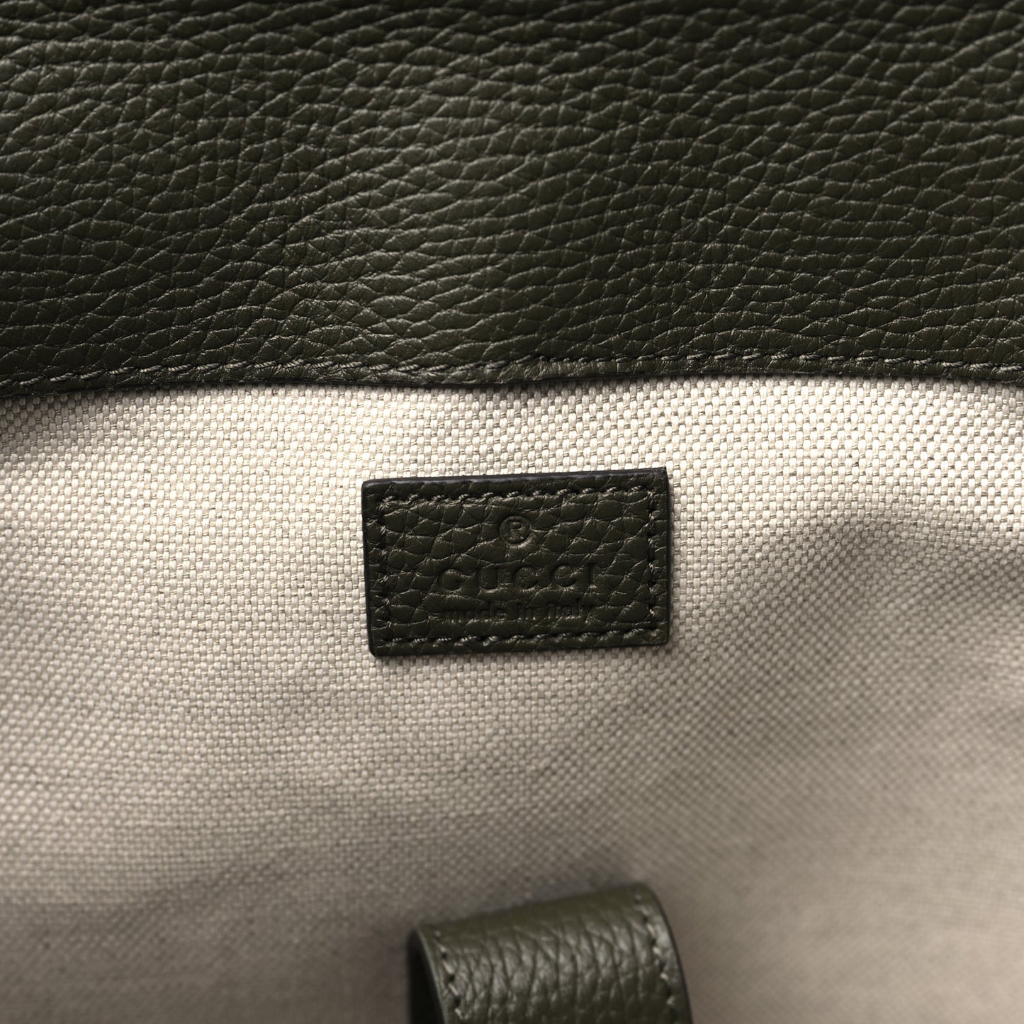 Piuma Calfskin Jumbo GG Embossed Double Buckle Backpack Dark Vintage Olive