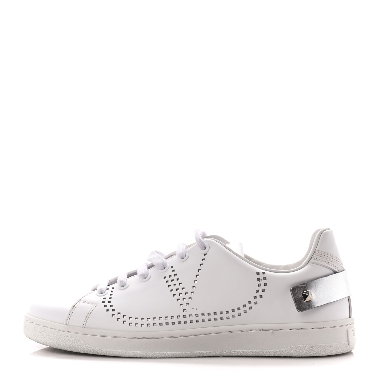 Calfskin Womens Backnet Sneakers 38.5 White Silver