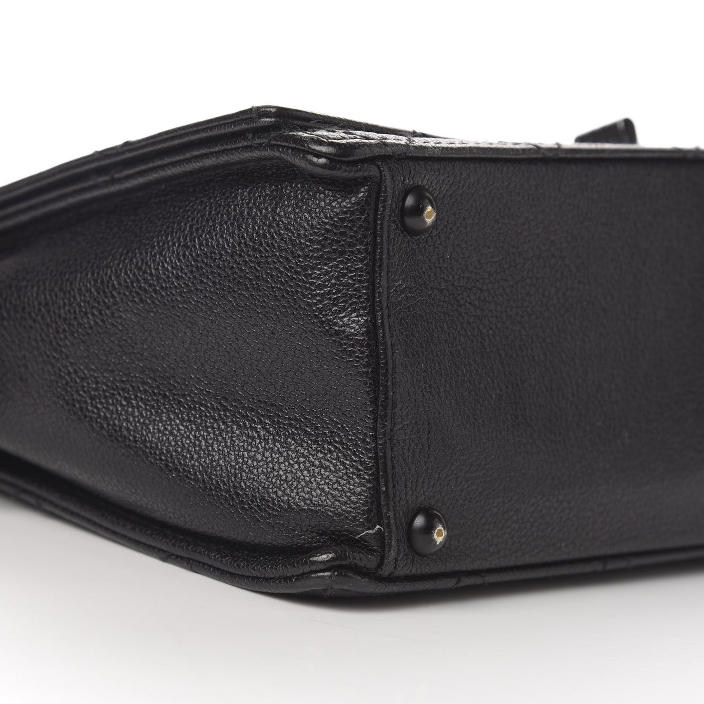 Calfskin Stitched Mademoiselle Flap Black