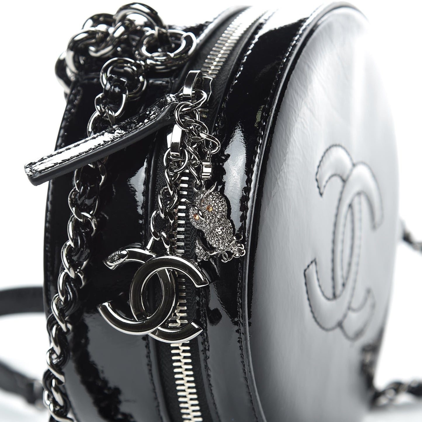 Patent Round As Earth Evening Bag Black