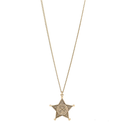 Chanel Metal Paris Dallas CC Star Pendant Necklace Gold 1 of 7