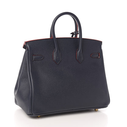 Hermes Epsom Contour Birkin 25 Bleu Indigo Rouge H 3 of 34