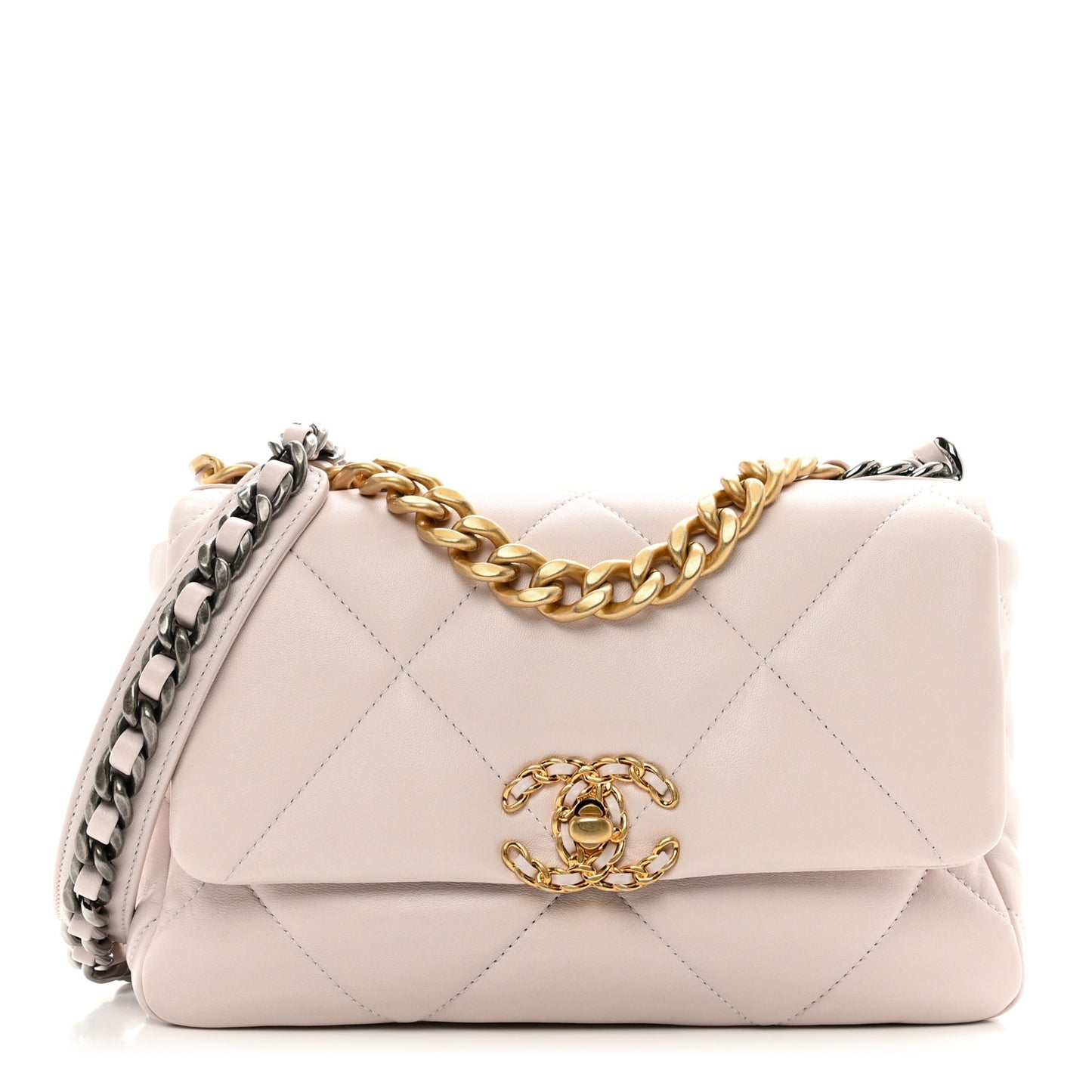 Lambskin Quilted Medium Chanel 19 Flap Light Pink