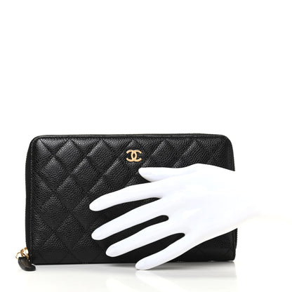 Chanel Caviar Quilted Large Zip Around Organizer Wallet Black 2 of 9