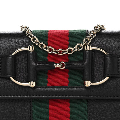 Gucci Calfskin Web Horsebit Chain Clutch Wallet Black 7 of 11