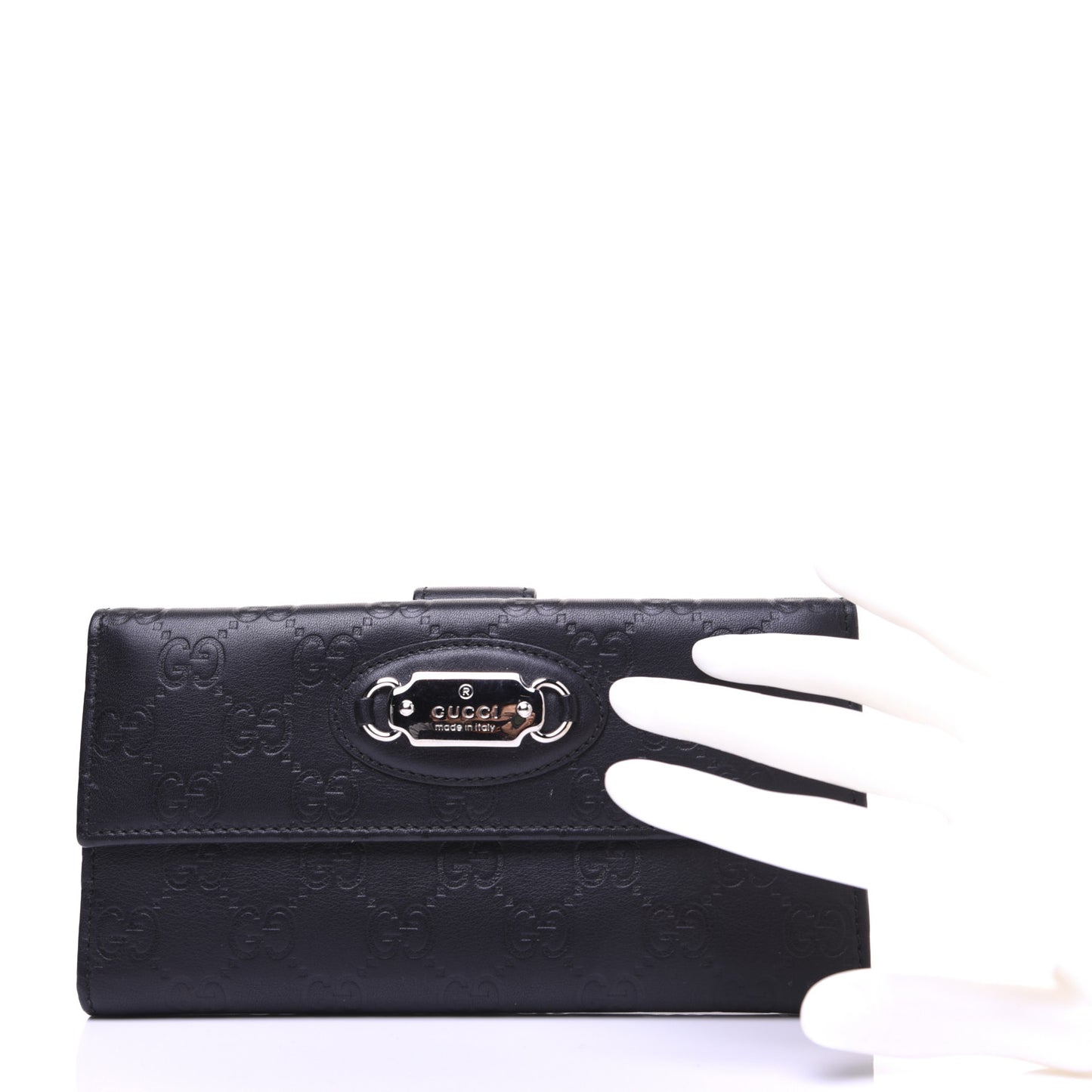 Guccissima Punch Continental Flap Wallet Black