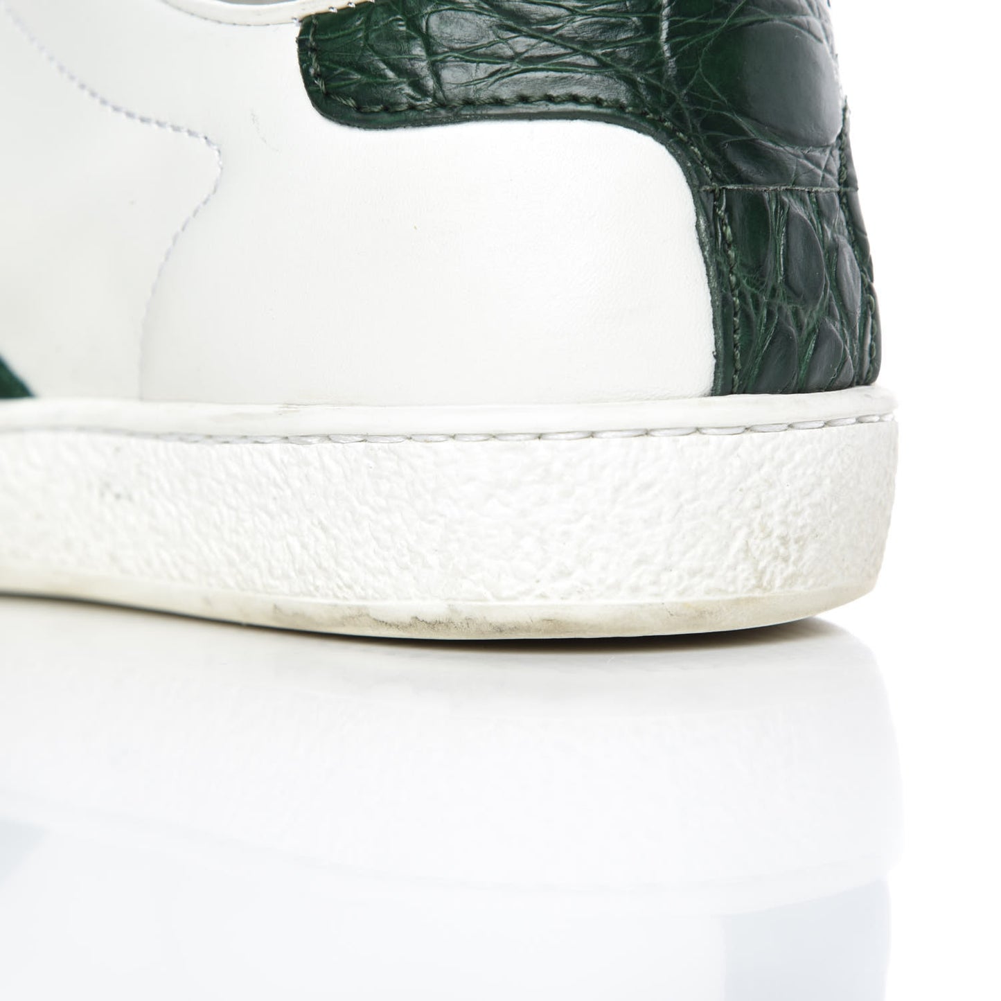 Calfskin Crocodile Web Womens Ace Sneakers 35 White Green