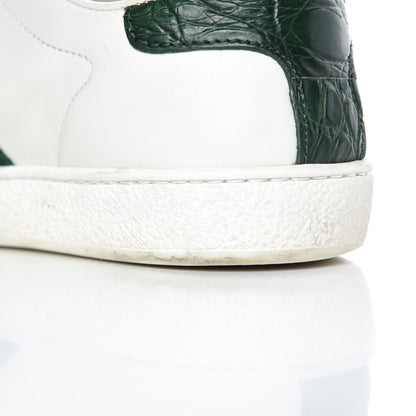 Gucci Calfskin Crocodile Web Womens Ace Sneakers 35 White Green 19 of 20
