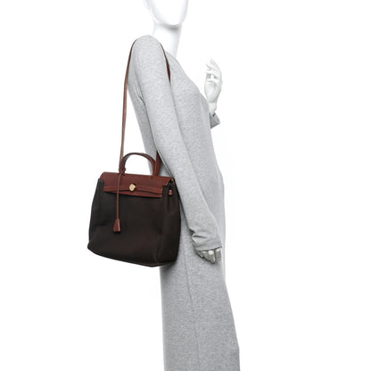 Hermes Toile Vache Calfskin Herbag 30 PM Havane 2 of 14