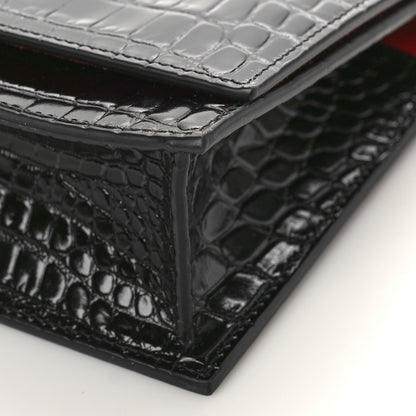 Alexander McQueen Calfskin Crocodile Embossed Skull Medium Shoulder Bag Black 8 of 8
