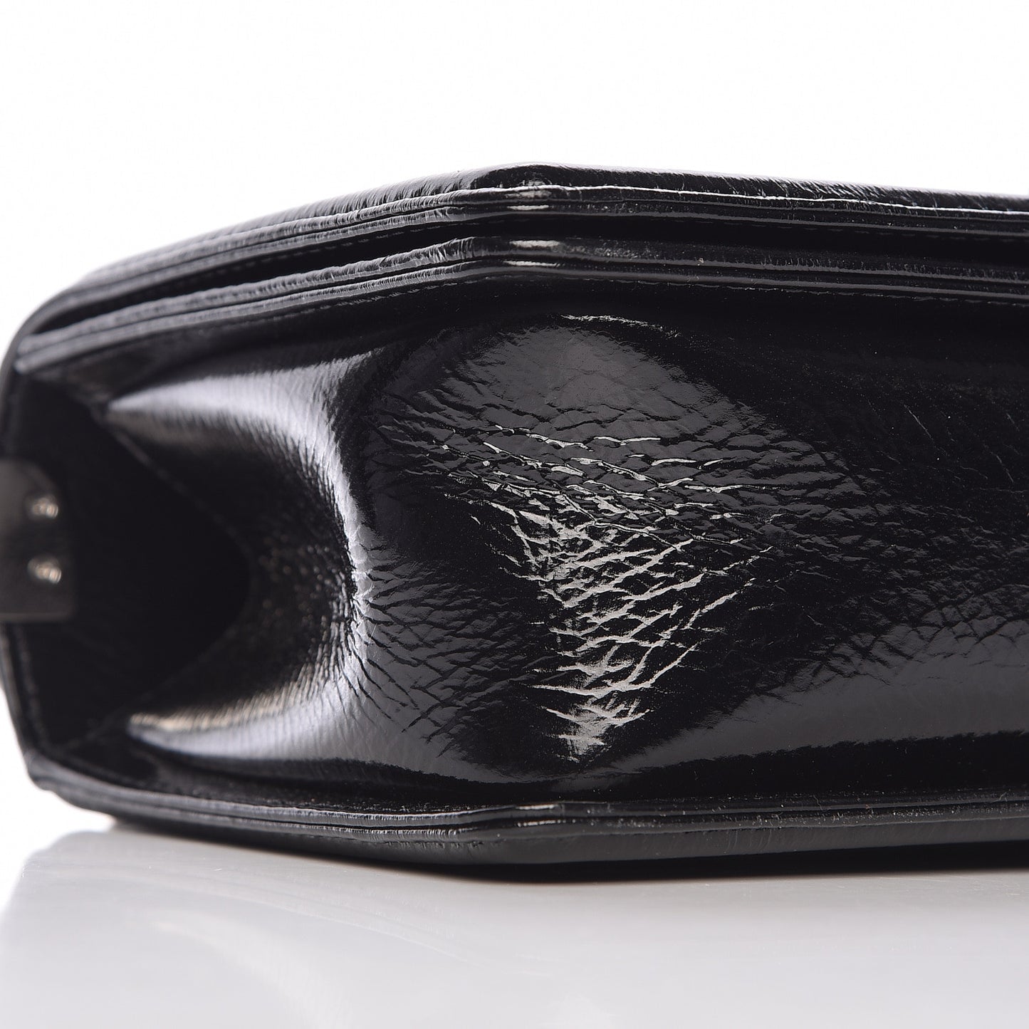 Distressed Patent Quilted Medium Boy Flap Black