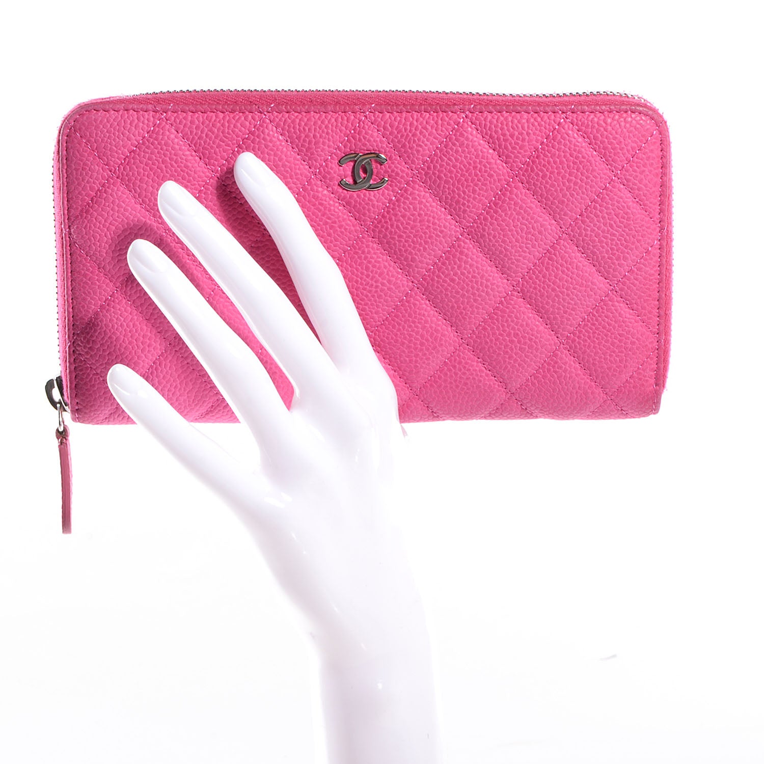 Chanel Iridescent Caviar Large Zip Around Wallet Pink 2 of 8