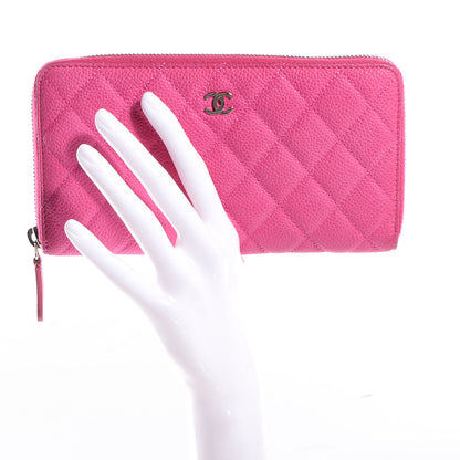 Chanel Iridescent Caviar Large Zip Around Wallet Pink 2 of 8