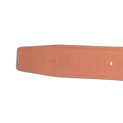 Hermes Box Togo 32mm Guilloche H Belt 85 Black Orange 7 of 11