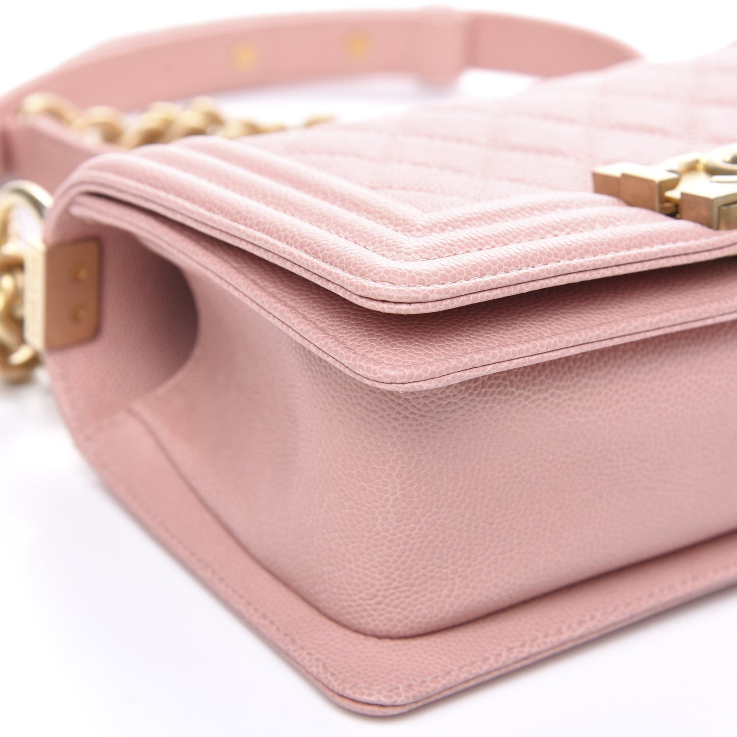 Caviar Quilted Small Boy Flap Light Pink