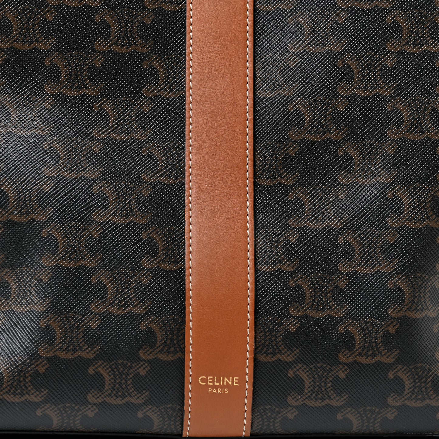 Triomphe Canvas Calfskin Medium Cabas Bag Tan