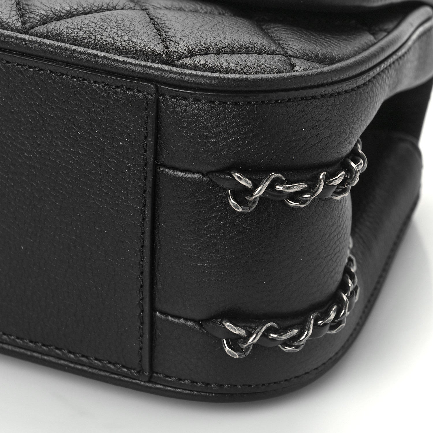 Chanel Calfskin Quilted Small Frame In Chain Flap Black 10 of 10