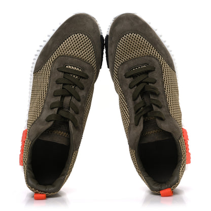 Hermes Air Mesh Suede Goatskin Mens Bouncing Sneakers 42 Vert Toundra 2 of 11