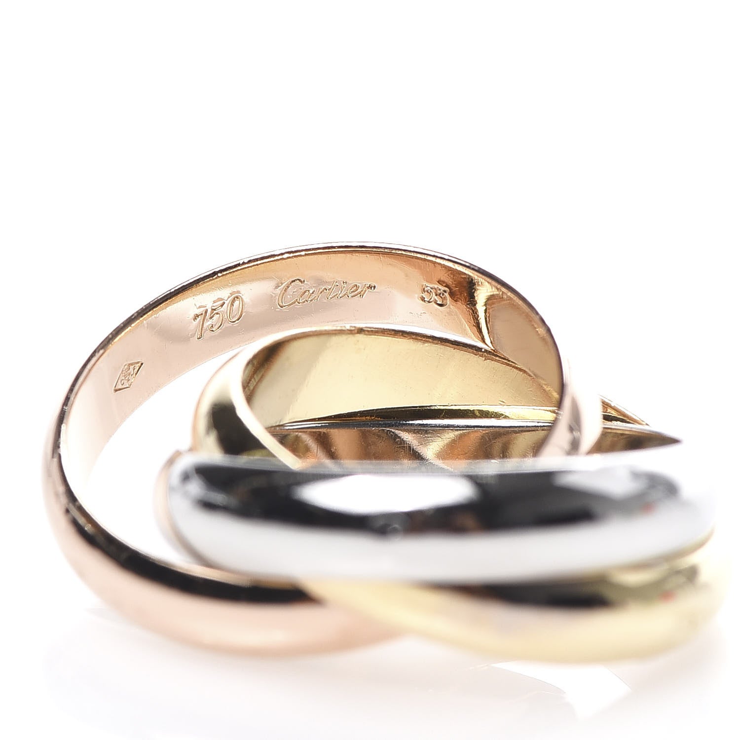 Cartier 18K Pink Yellow White Gold Large Trinity Ring 55 7.25 4 of 4